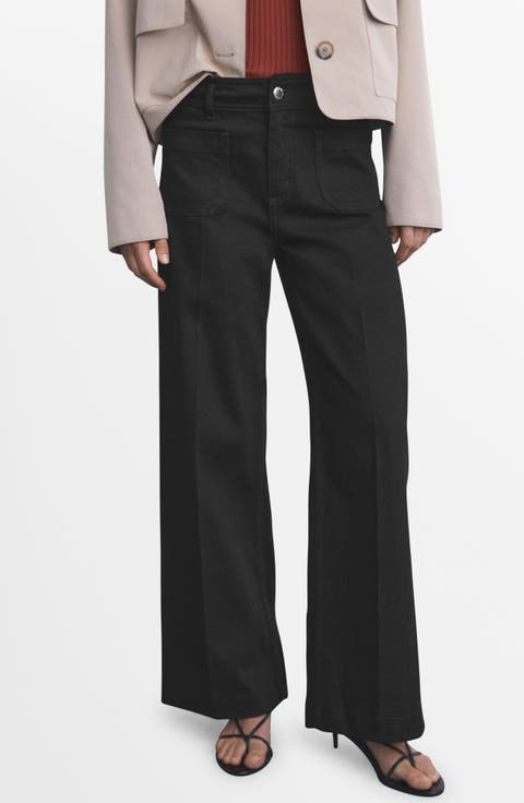 Jessie Patch Pocket Wide Leg Jeans (Regular & Plus)