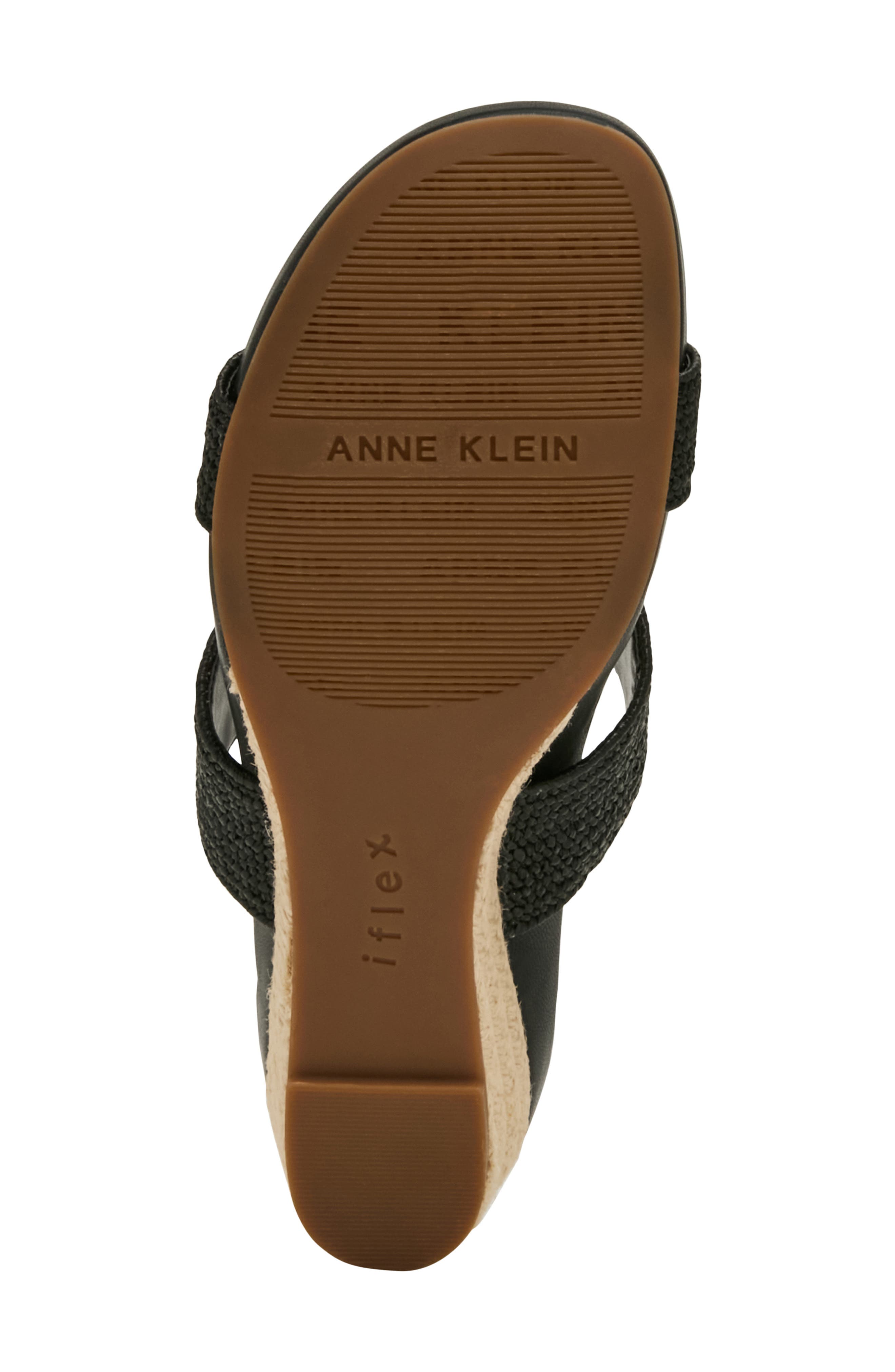Anne Klein Kapricorn Wedge Sandal, Alternate, color, Black Raffia