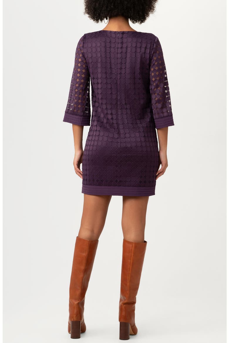 Jenica Three-Quarter Sleeve Shift Dress, Alternate, color, PARK AVENUE PURPLE
