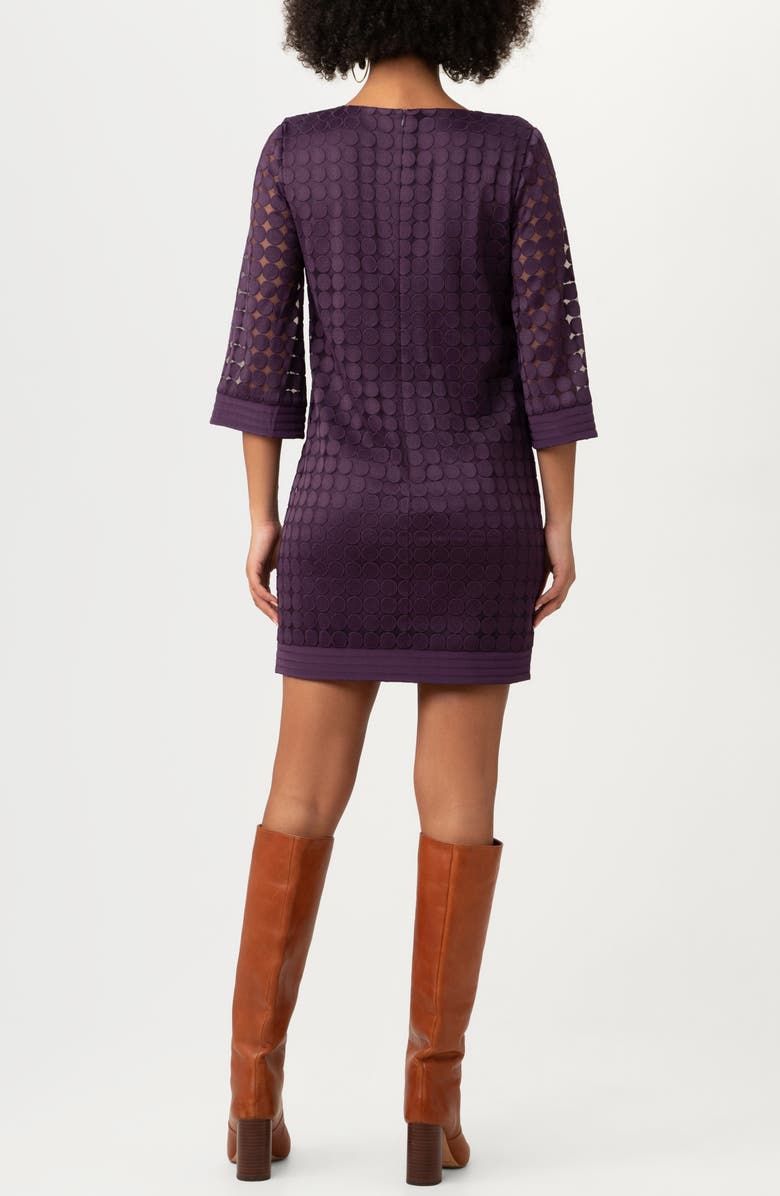 Trina Turk Jenica Three-Quarter Sleeve Shift Dress, Alternate, color, Park Avenue Purple