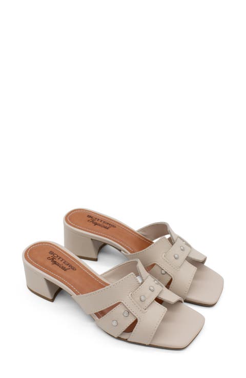 Studded Leather Slide Sandal (Women)