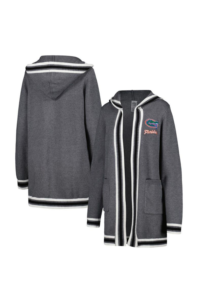 GAMEDAY COUTURE Women's Gameday Couture Charcoal Florida Gators One More Round Tri-Blend Striped Hooded Cardigan Sweater, Main, color, Charcoal