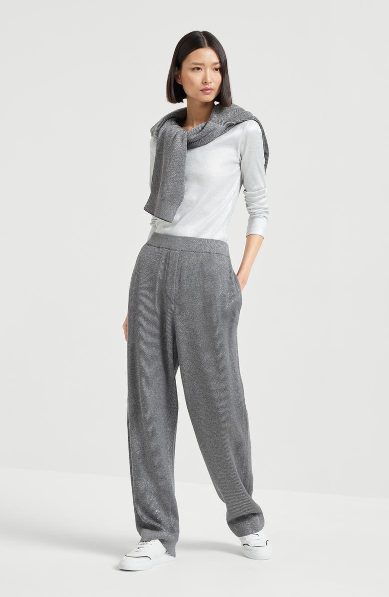 Brunello Cucinelli Sparkling jersey T-shirt, Alternate, color, Silver