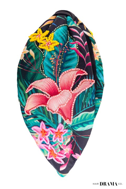 Tropical Knotted Headband - Black