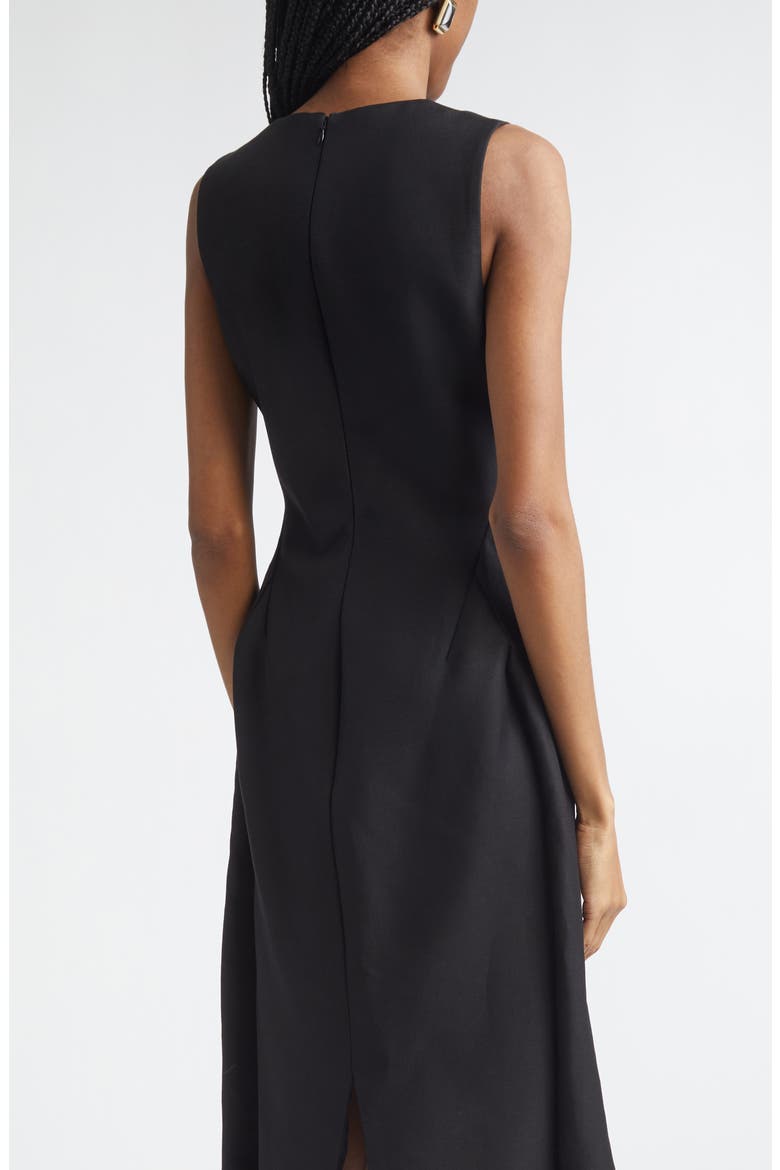Tablier Linen Blend Midi Dress, Alternate, color, BLACK