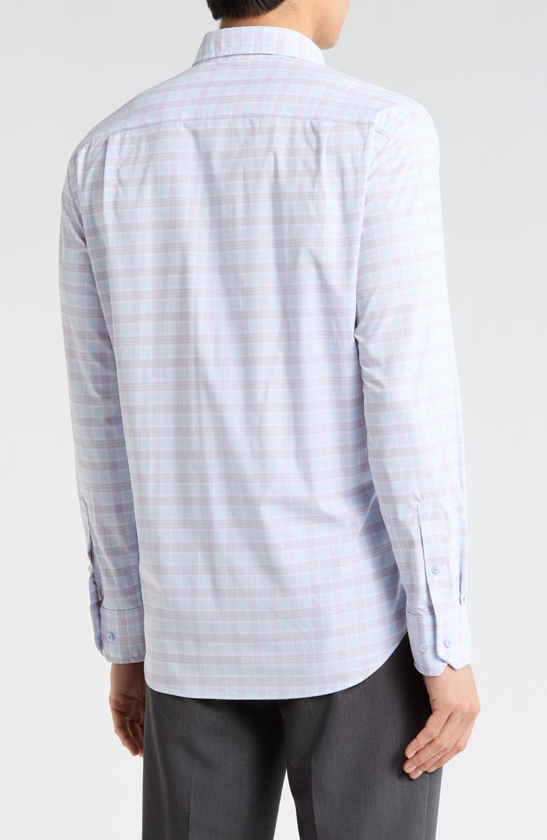 David Donahue Twill Check Performance Sport Shirt, Alternate, color, Sky/ Lilac