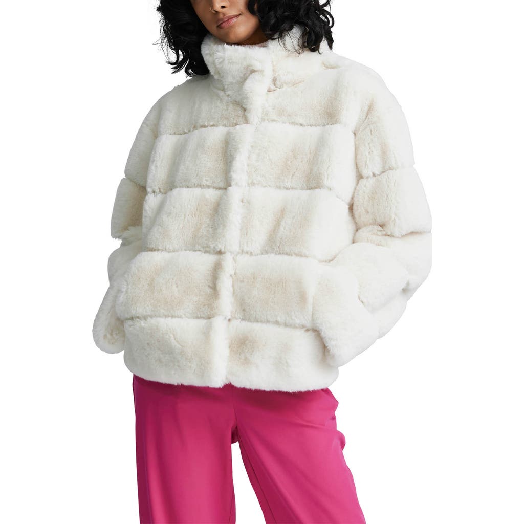 Nvlt Boxy Faux Fur Jacket In White