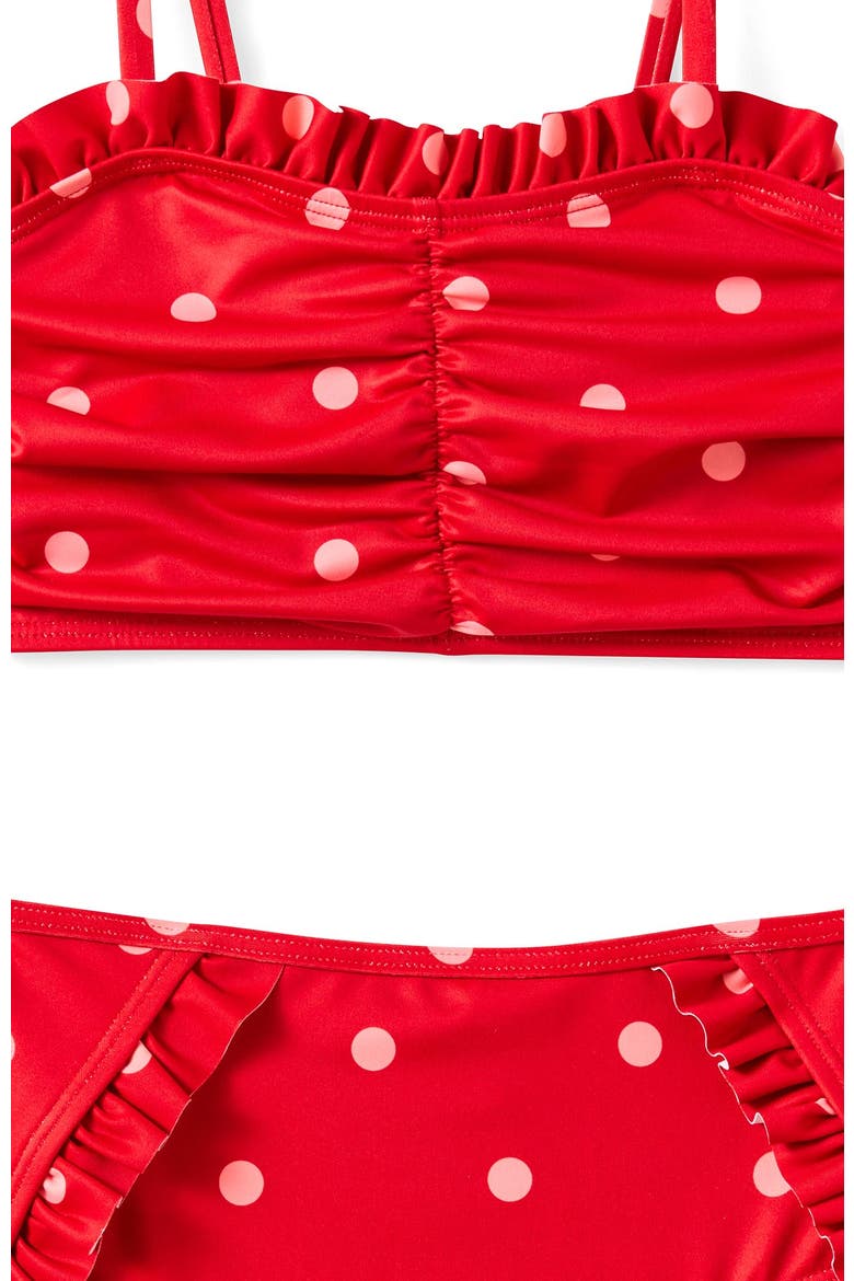 Kid's Claire Frill Bikini, Alternate, color, Varsity Red Marshmallow Spot