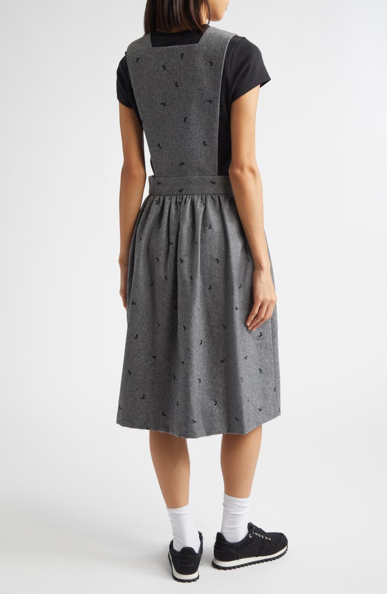 Comme des Garçons Girl Embroidered Wool Blend Flannel Pinafore, Alternate, color, Black/ Gray