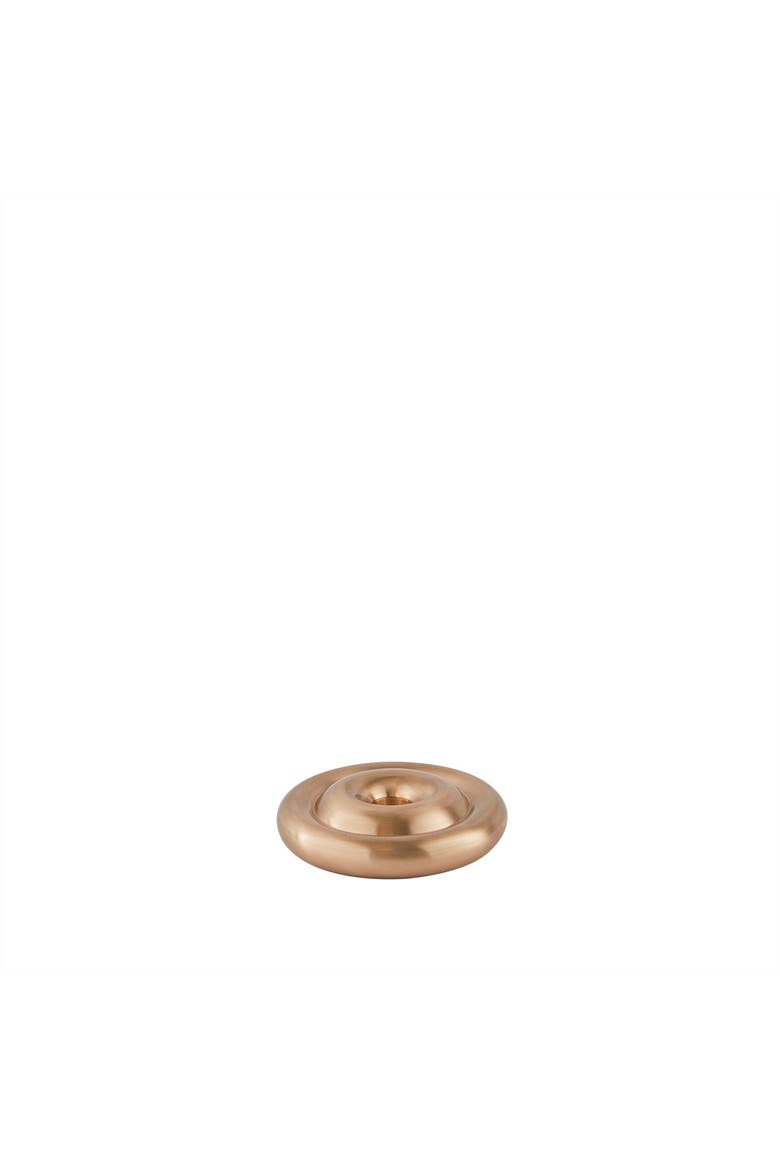 Savi Solid Brass Low Candleholder, Alternate, color, Brushed Brass
