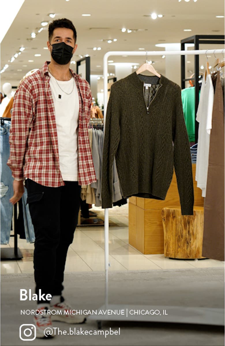 Men's Crown Cable Wool & Cashmere Quarter Zip Sweater, sales video thumbnail