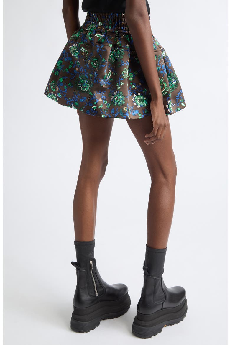 Floral Print Satin Shorts, Alternate, color, BROWN