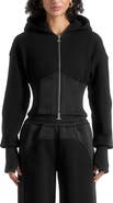 Manière De Voir Brune Corset Jersey And Satin Zip Hoodie