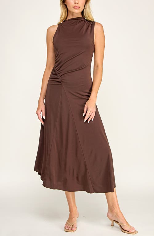 Socialite Asymmetrical Knit Midi Dress in Brown at Nordstrom, Size Large