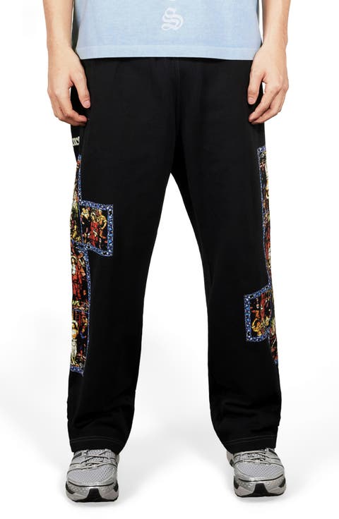 Blasphemy Print Straight Leg Drawstring Sweatpants