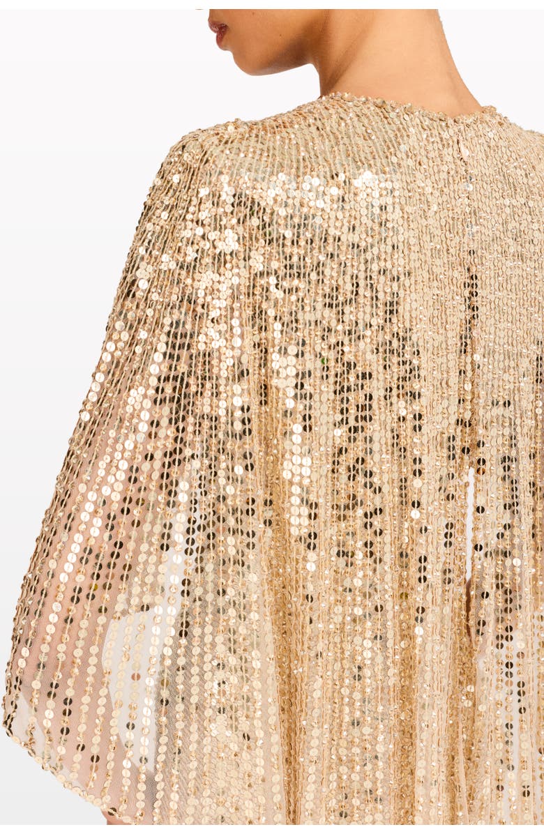 Jenny Packham Carrie Sequin Embellished Dress, Alternate, color, Illusion - Gold