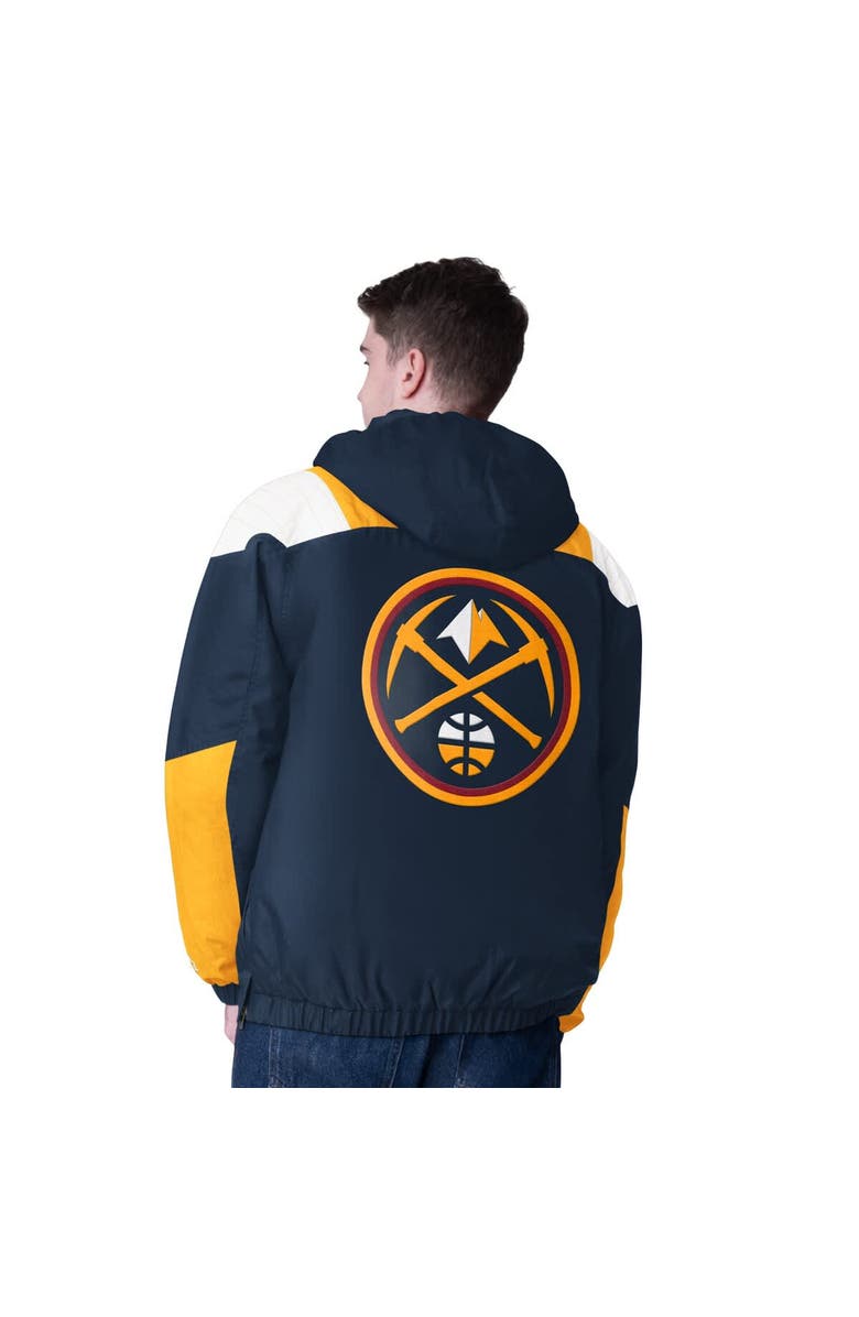 STARTER Men's Starter  Navy/Gold Denver Nuggets Charger Half-Zip Pullover Jacket, Alternate, color, 