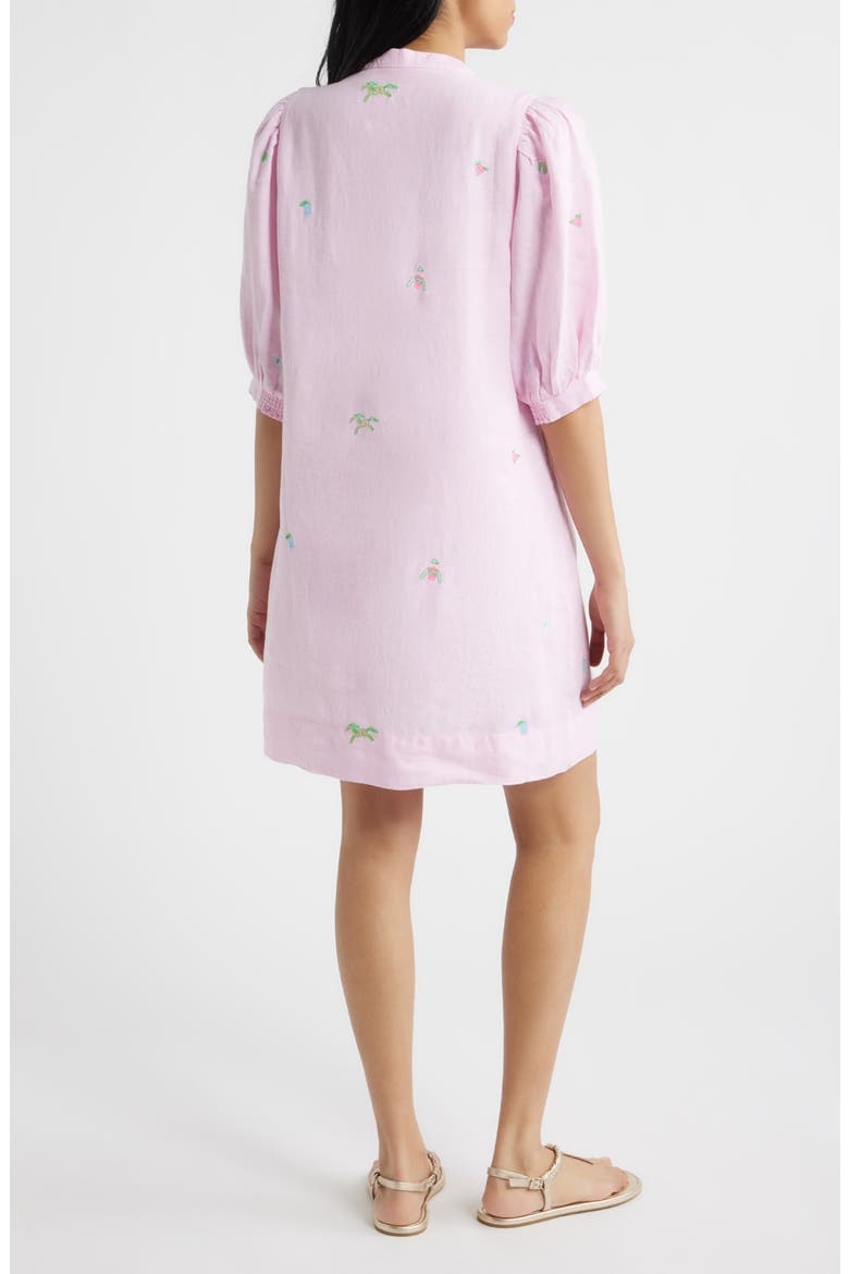 Mialeigh Embroidered Linen Shift Dress, Alternate, color, PINK DERBY DITSY