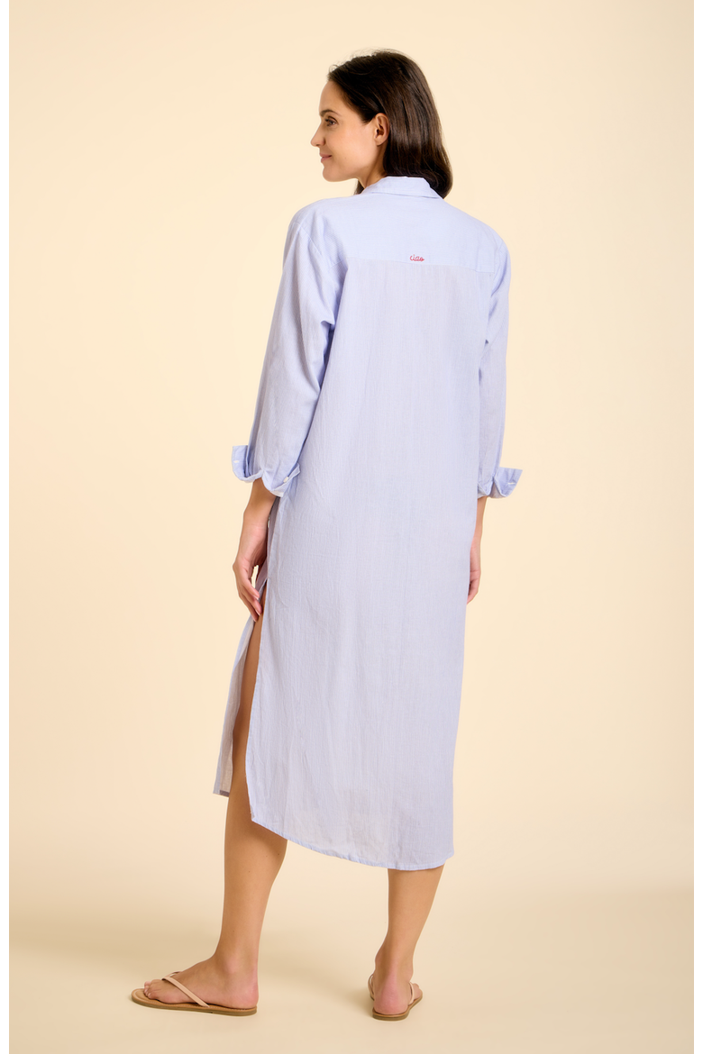 Lido Midi Ciao Shirt Dress, Alternate, color, Light Blue Stripes