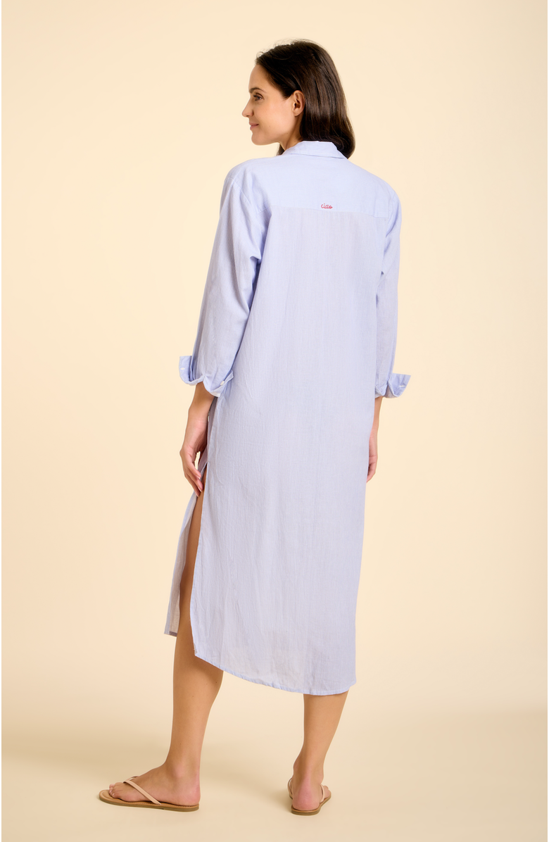 SITANO Lido Midi Ciao Shirt Dress, Alternate, color, Light Blue Stripes