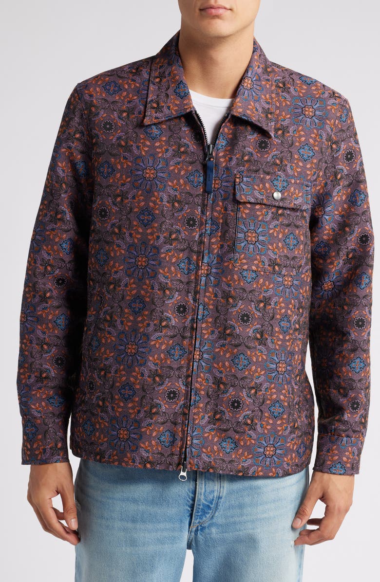 Corridor Qasim Floral Jacquard Zip Jacket, Alternate, color, Purple