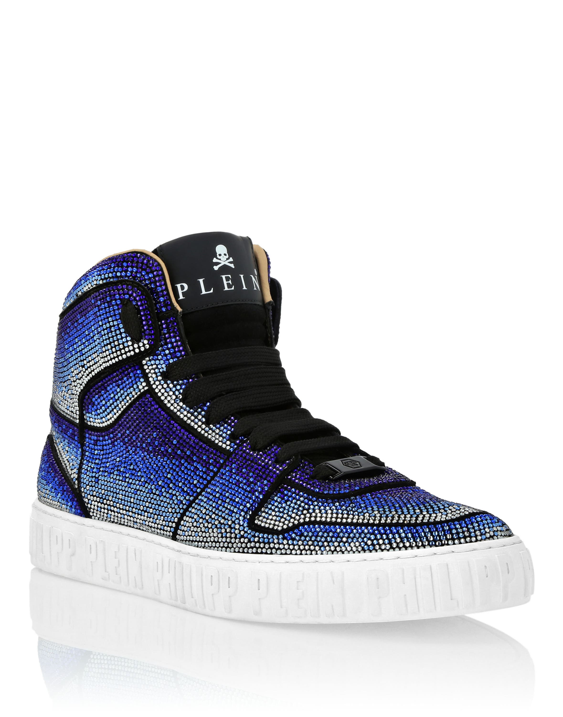 Suede Hi-Top Sneakers Strass Studs Men, Main, color, darkblue