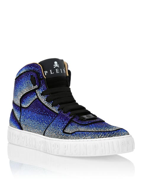 Suede Hi-Top Sneakers Strass Studs Men