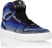 PHILIPP PLEIN Suede Hi-Top Sneakers Strass Studs Men