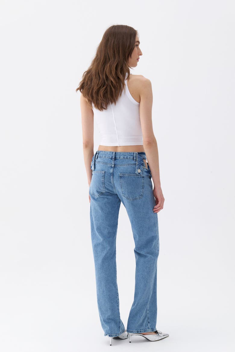 Cut-Out Detailed High Waist Jeans, Alternate, color, Indigo Blue