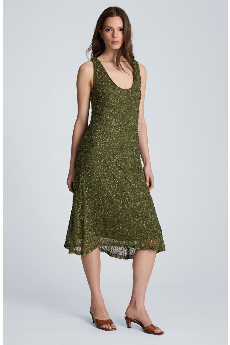 Bugle Bead Detail Tank Midi Dress, Alternate, color, GREEN