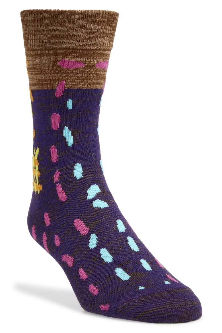 x Celia Pym One of a Kind Crew Socks, Main, color, WHITE/PURPLE/YELLOW/BLUE MULTI