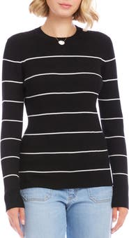 Karen Kane Stripe Rib Crewneck Sweater