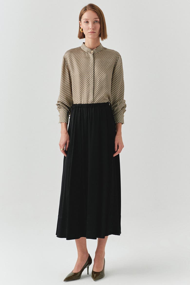 Sheer Viscose Maxi Skirt, Main, color, BLACK