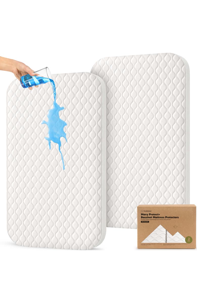 KeaBabies 2-Pack Mavy Protect+ Waterproof Bassinet Mattress Protectors, Main, color, Soft White