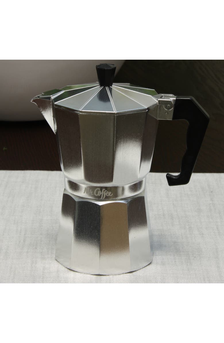 MR COFFEE Brixia 6-Cup Aluminum Stovetop Espresso Maker, Alternate, color, Metallic Silver