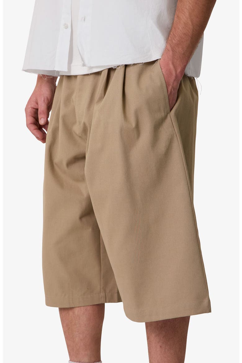 Baggy Fit Pleated Cotton Twill Shorts, Alternate, color, KHAKI