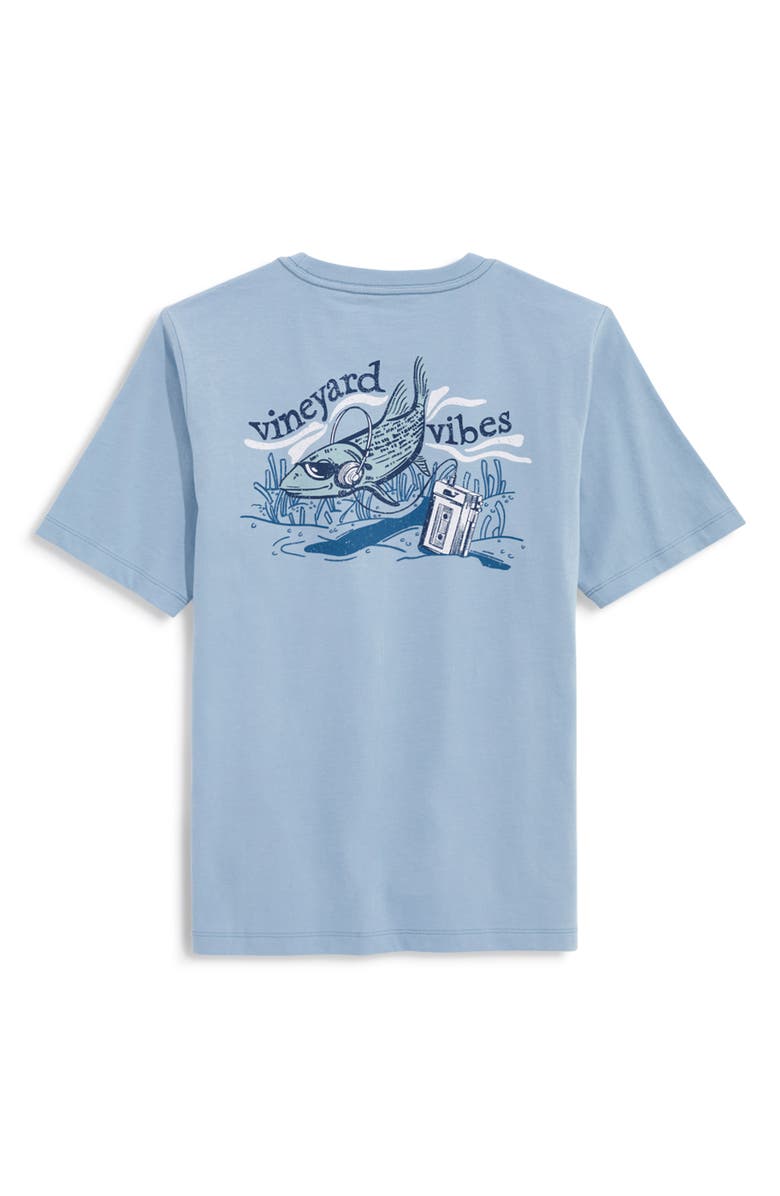 vineyard vines Kids' Bonefish Walkman Cotton Graphic Pocket T-Shirt, Alternate, color, Jake Blue