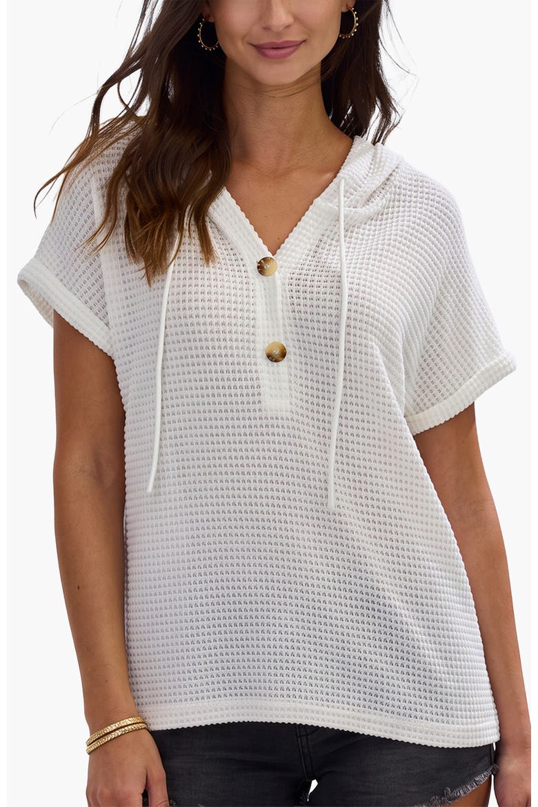 Hooded Waffle Knit Top, Main, color, Ivory