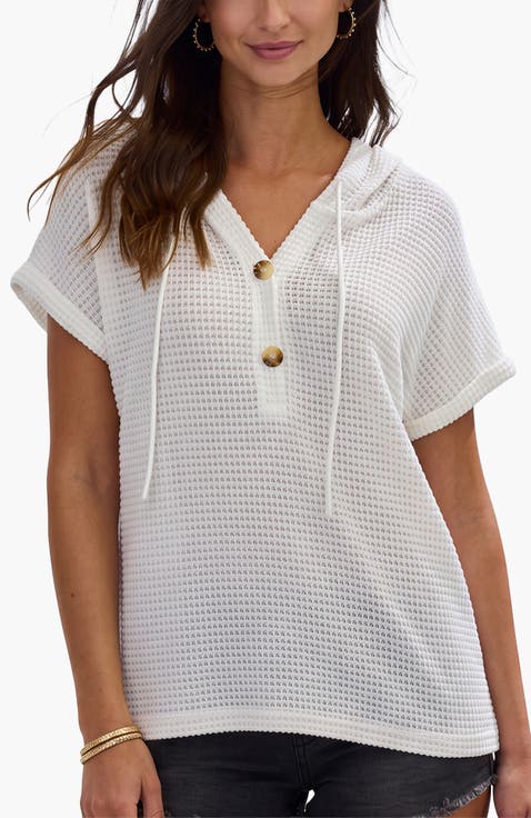 Hooded Waffle Knit Top