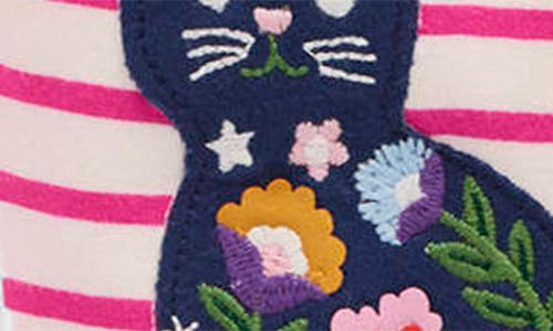 Mini Boden Kids' Stripe Kitty Appliqué Leggings In Pink