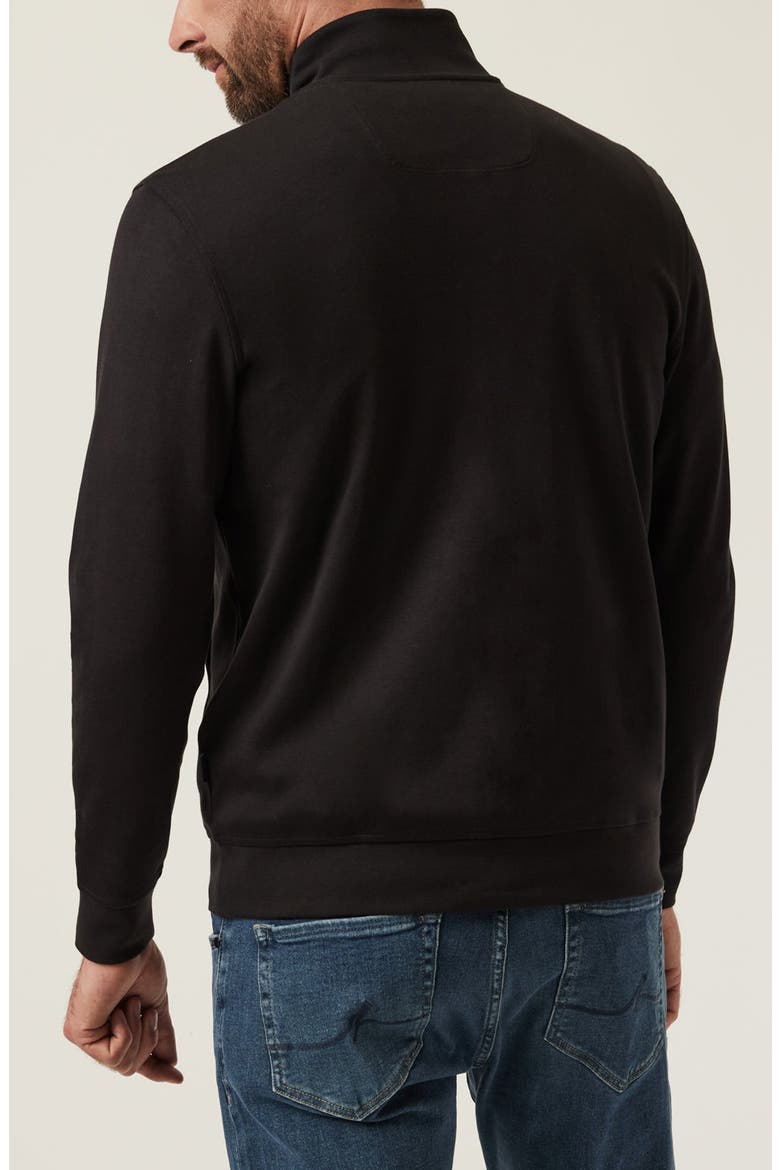 Mock Neck PIma Cotton Zip Jacket, Alternate, color, BLACK
