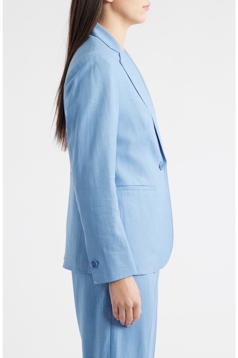 One-Button Linen Blend Blazer, Alternate, color, LAGOON