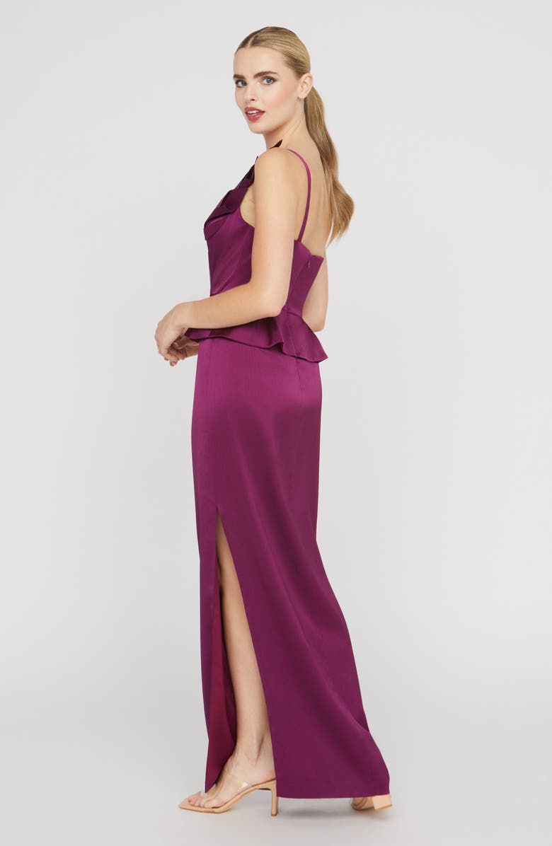 Kay Unger Kiara One-Shoulder Gown, Alternate, color, Mulberry