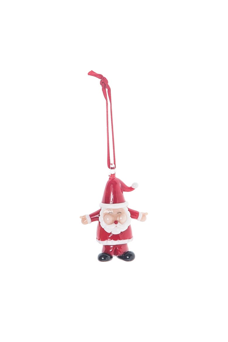 Glass Santa Christmas Tree Ornament, Main, color, Red