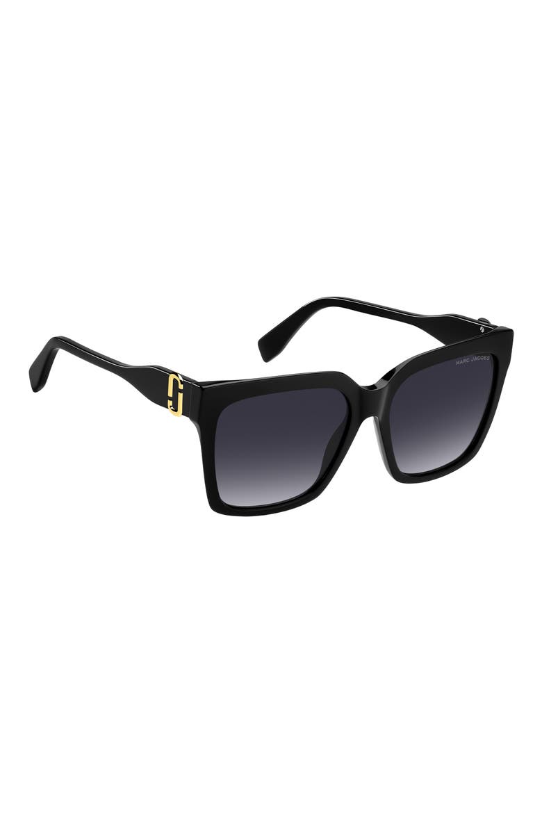 57mm Gradient Square Sunglasses, Alternate, color, BLACK/ DARK GREY SF