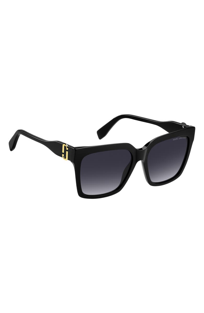 Marc Jacobs 57mm Gradient Square Sunglasses, Alternate, color, Black/ Dark Grey Sf