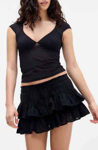 BDG Urban Outfitters Tilly Tiered Eyelet Cotton Miniskirt