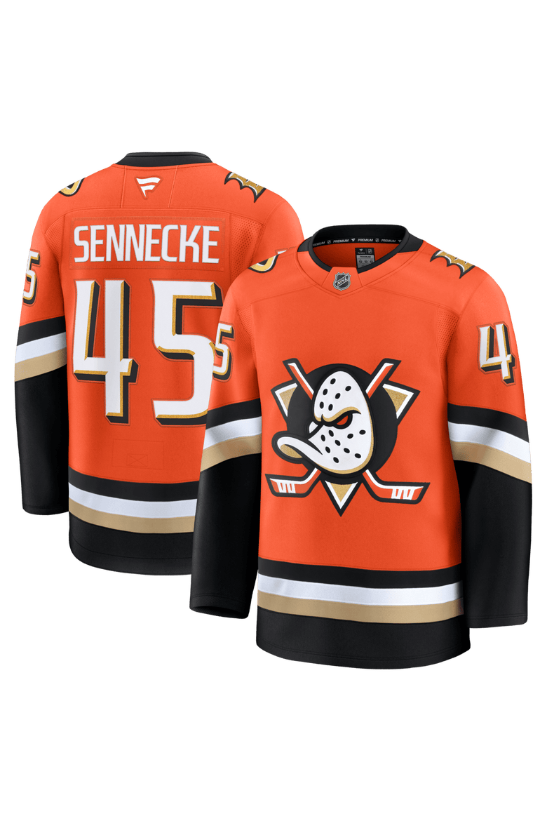 Men's Fanatics Beckett Sennecke Orange Anaheim Ducks Home Premium Jersey, Main, color, Orange