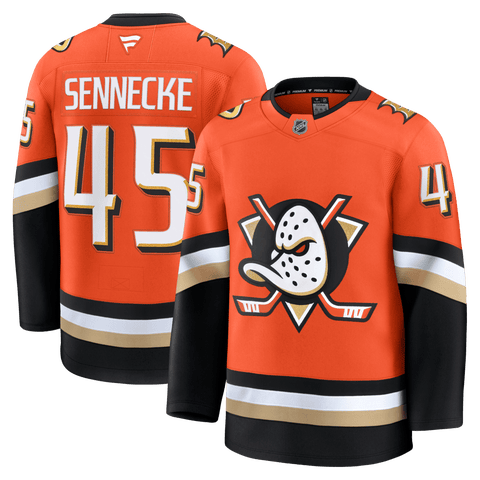 Men's Fanatics Beckett Sennecke Orange Anaheim Ducks Home Premium Jersey
