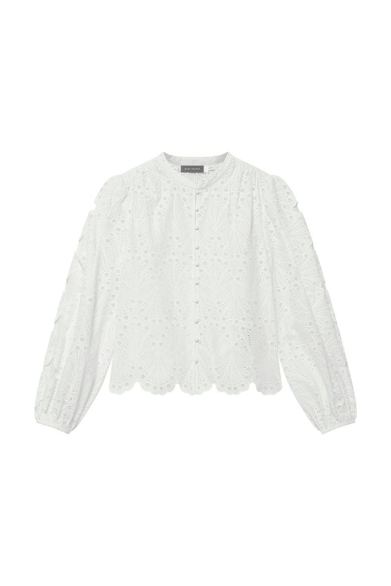Cotton Broderie Detail Blouse, Alternate, color, Ivory
